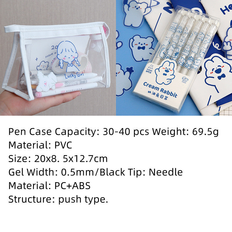 Japanese-Inspired Transparent Pencil Case for Girls