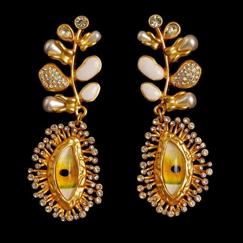 Retro Devil's Eye Nose Mouth Earrings Oil Drip for Women Jewelry Heavry Metal 2024 New Europe High Quality Eegant Gifts