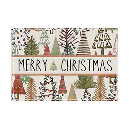 Christmas linen placemat Christmas tree print kitchen and restaurant decoration table mat