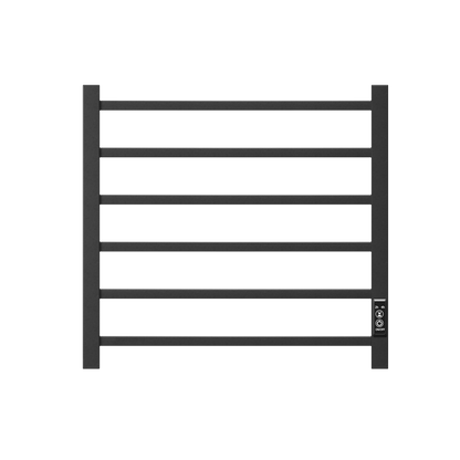 Towel Warmer 6 Bar Electric Heated Towel Rack Wall Mount Plug-in/Bath Towel Heater Matt-Black - Timer