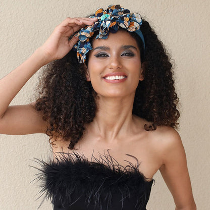 Exaggerated fabric oversized flower and leaf pattern headband