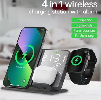 15W Four in One Wireless Charging Clock LED Digital Display Alarm Clock Temperature Display Wireless Charging