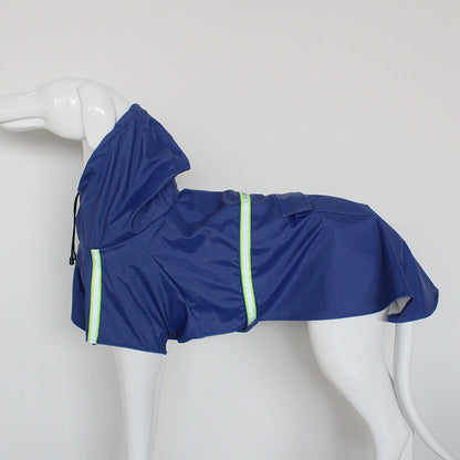 Large Dog Raincoat - Poncho Style Reflective Strip Pet Raincoat Windproof Waterproof Dog Hooded Raincoat