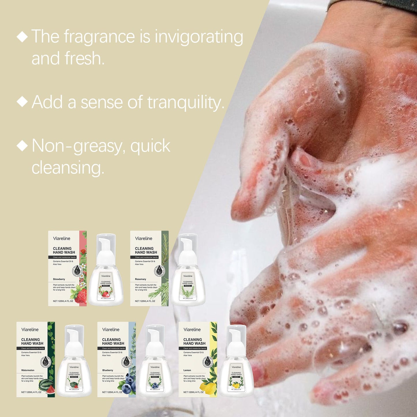 Foaming Hand Sanitizer (Blueberry Flavor) Gentle Cleansing, Soothing Decontamination, Moisturizing Care Hand Cleansing Foam