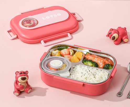 Cartoon cute 316 stainless steel insulation compartment lunch box with lid microwave heating lunch box
