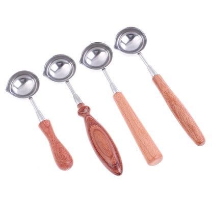 Anti-Hot Sealing Wax Spoon Wood Handle Retro Wax Stamping Spoons Invitation Cards Decorative Stamps Craft