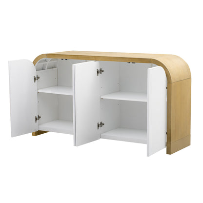 U-STYLE four door curved corner design wavy door panel cabinet with adjustable shelves