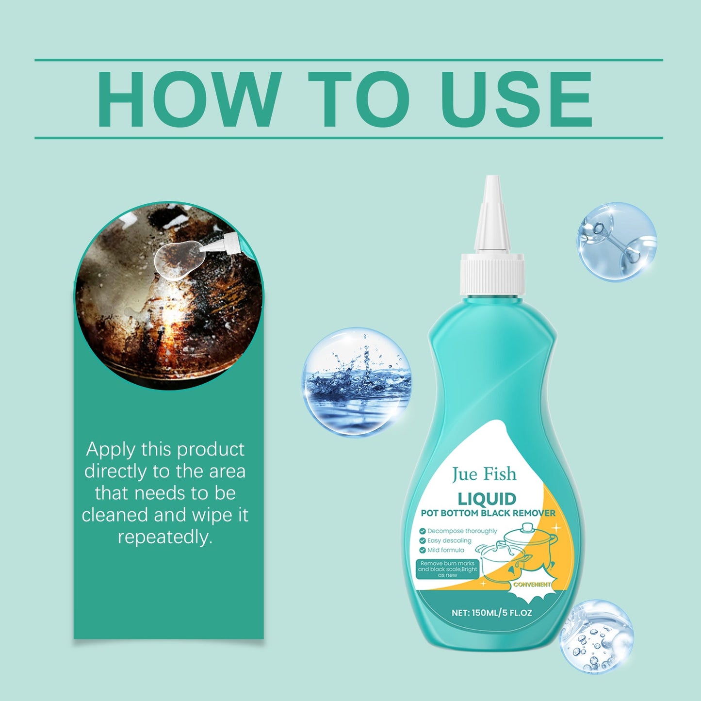 Pan Cleaner, Pan Bottom Grease Cleaner To Remove Oil And Scale Cleaning Polishing Anti-Rust Cleaning Liquid