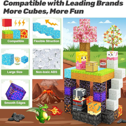 My Building World Magnetic Cube DIY Cherry Blossom Mountain Children's Educational Puzzle Assembly Toy Gift