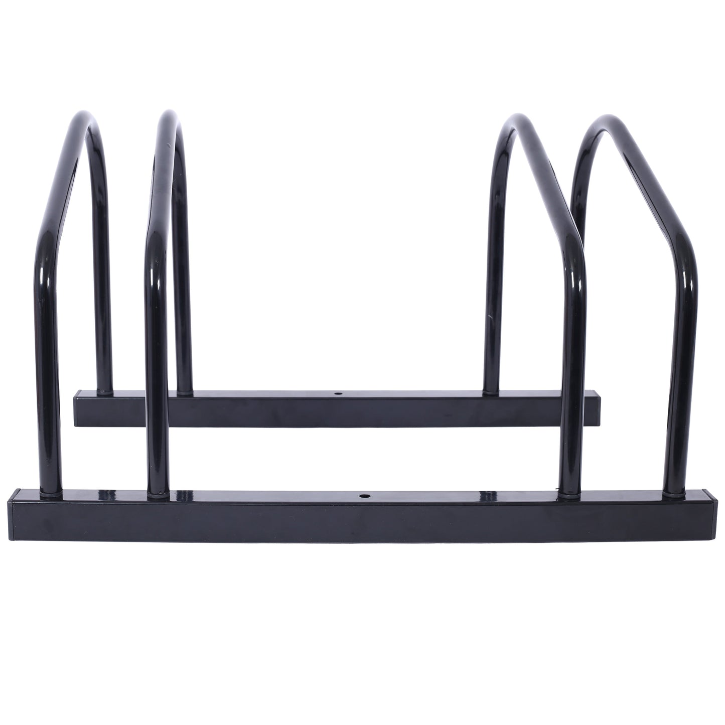 2 bicycle parking racks 22-28 inch wheel supports, maximum tire width 2.15 inches, black painted
