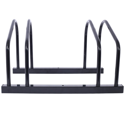 2 bicycle parking racks 22-28 inch wheel supports, maximum tire width 2.15 inches, black painted