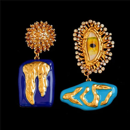 Retro Devil's Eye Nose Mouth Earrings Oil Drip for Women Jewelry Heavry Metal 2024 New Europe High Quality Eegant Gifts