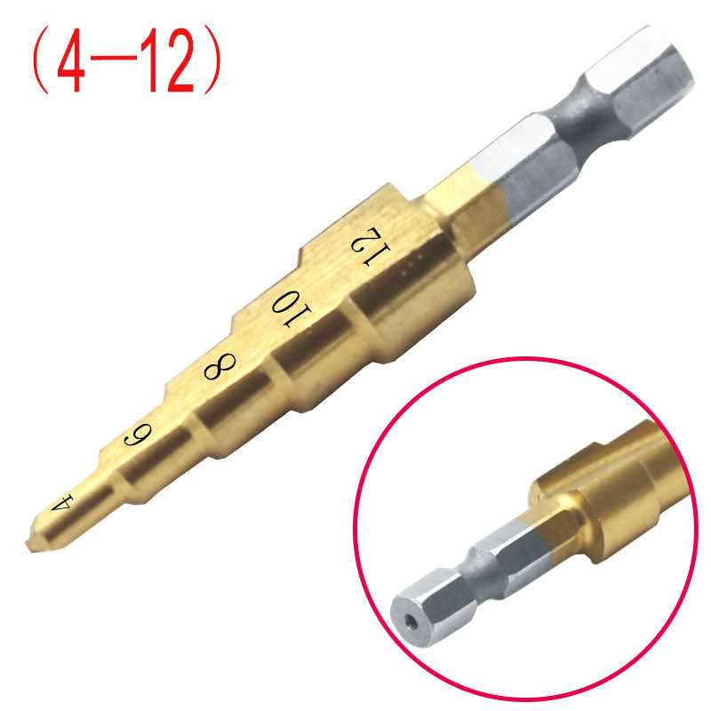 Hexagon Shank Straight Groove Step Drill Pagoda Drill Step High Speed Steel 4241 Drill Bit Set 4-32 4-20 4-12