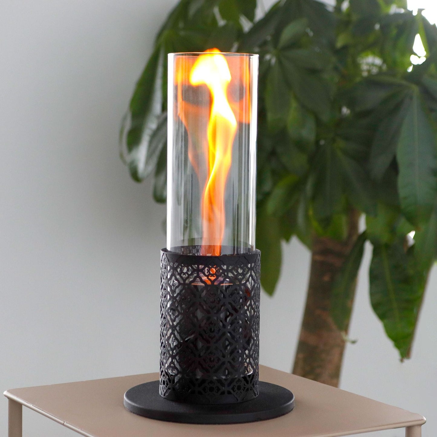 Fireplace circular small plug-in torch hurricane flame long glass tube alcohol lamp