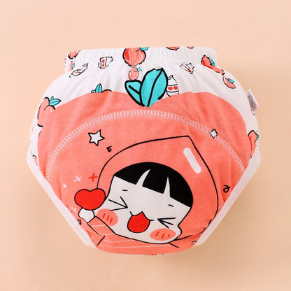 Learning pants, baby rings, diapers, cartoon prints, baby girls and boys training pants, cotton absorbent