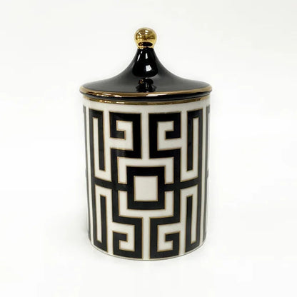 Gold Plated Stripe Ceramic Storage Jar Home Scented Candle Bottle Wedding Candy Gift Jar Cosmetic Jewelry Storage Bottle Decor
