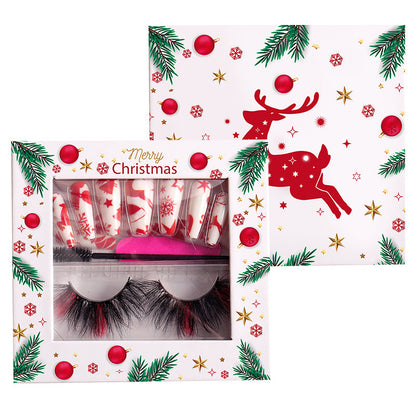 Christmas Nail Enhancement Eyelash Tool Set False Eyelash Decoration Color Mink Hair Beauty Tool