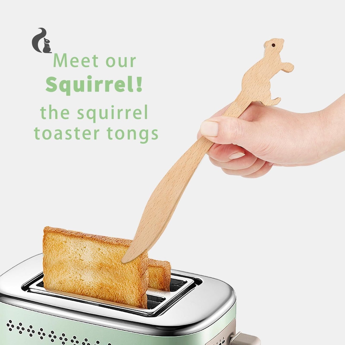 Kitchen and Home Good Items Squirrel Toast with Pine Wood Squirrel Baked Bread Pliers