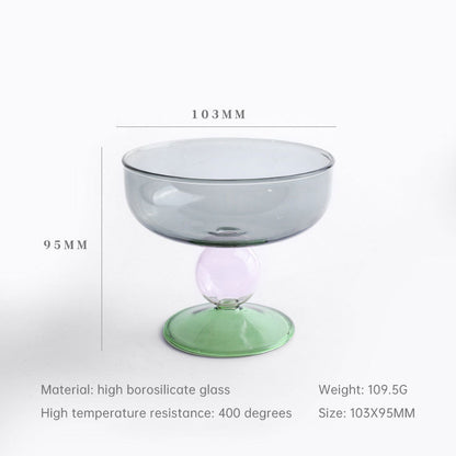 Household heat-resistant cute stained glass bowl tall dessert bowl sugar bowl household taro round ice cream bowl yogurt bowl