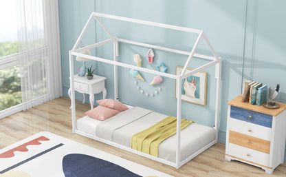 Metal House Shape Platform Bed   twin