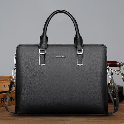 Men's Double Pull Leather Business Bag
