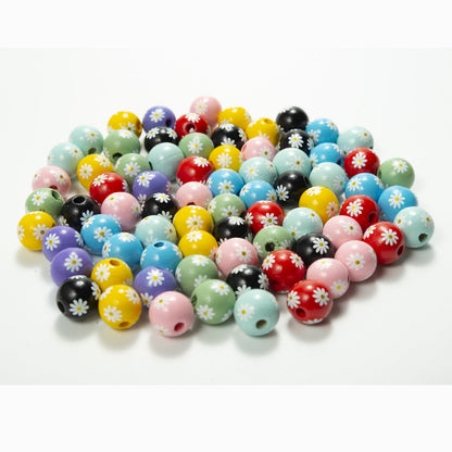 Daisy Wood Bead Necklace