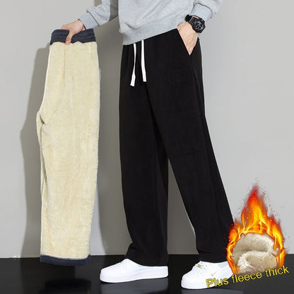 Winter Men's Cashmere Straight Wide-leg Pants