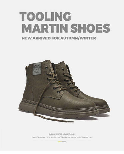 Short Men's Genuine Leather British Casual Shoes
