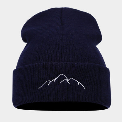 Peak Embroidery Beanie Hat Warm Trendy
