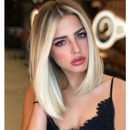 Medium Split Short Bob Gradient Wig for Women