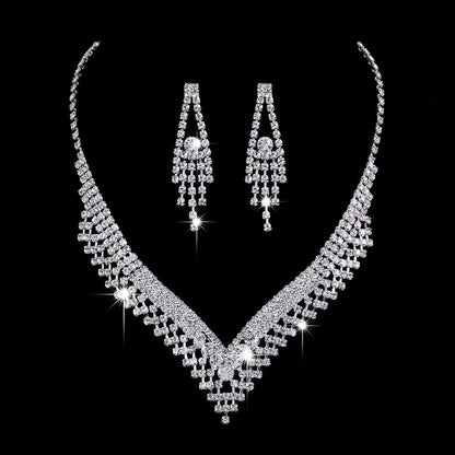 Rhinestone Water Drop Jewelry Set