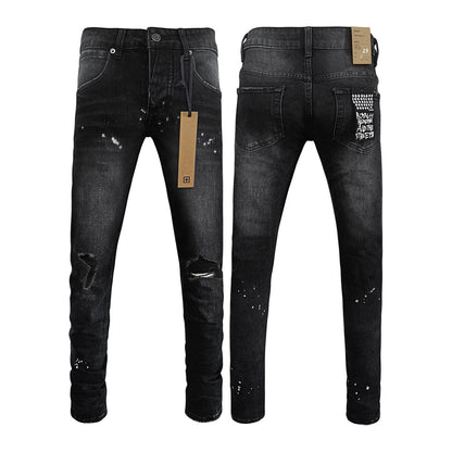 Straight Ripped Stretch Casual Men's Jeans