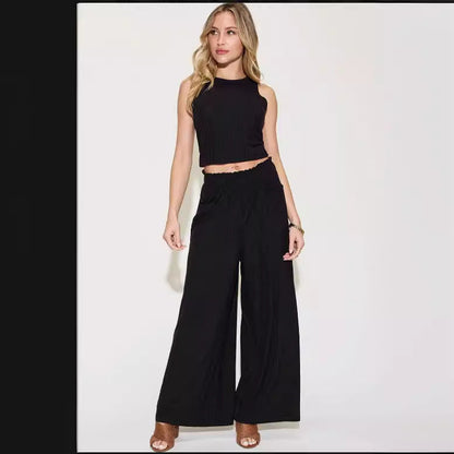 Outstation Fashion Casual Vest Wide Leg Pants Suit