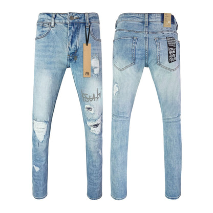 Straight Ripped Stretch Casual Men's Jeans