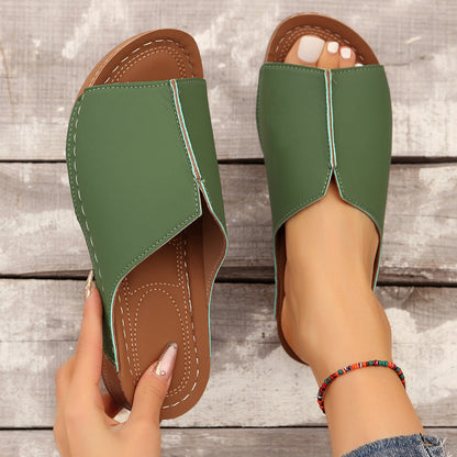 Solid Wedge Peep-Toe Slides