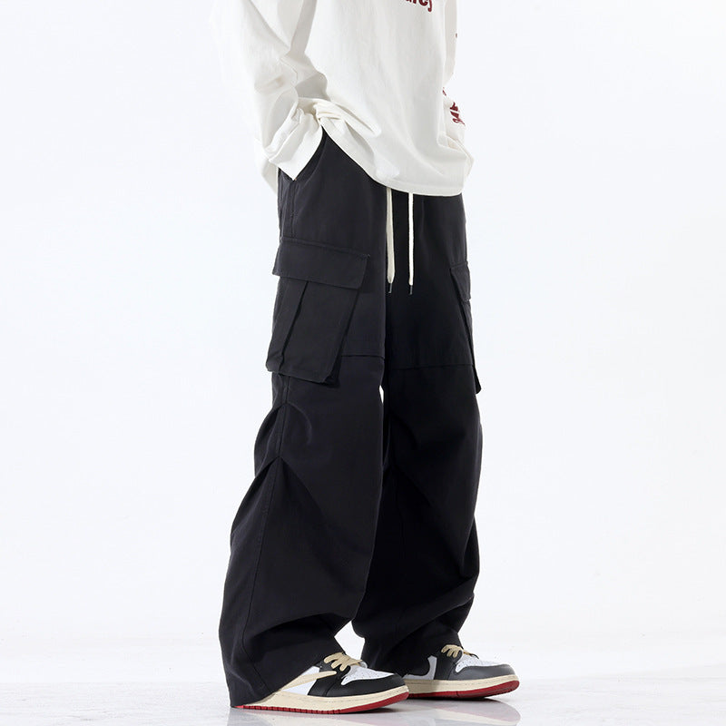 Men's Retro Pleated Straight-Leg Casual Overalls