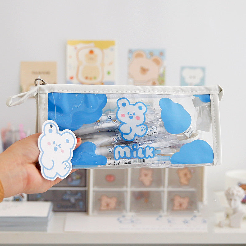 Japanese-Inspired Transparent Pencil Case for Girls