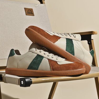 Top Layer Pigskin Leather Sneaker Japanese Canvas Retro Sports Couple Casual Shoes