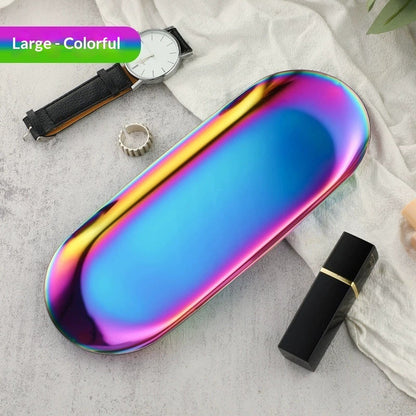 High-end Plate In Instagram Style Oval Stainless Steel Gold Mini Jewelry Tray Small Serving Tray