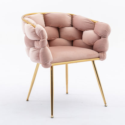 Luxury modern simple leisure velvet single sofa chair bedroom stool manicure table back chair pink set of 2