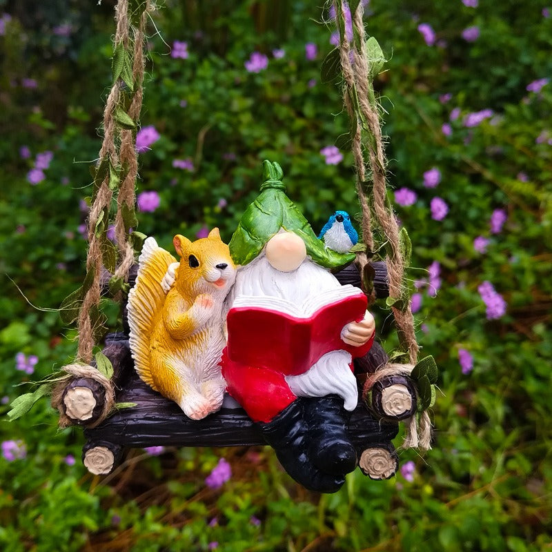 Outdoor Squirrel Elf Reading Hanger