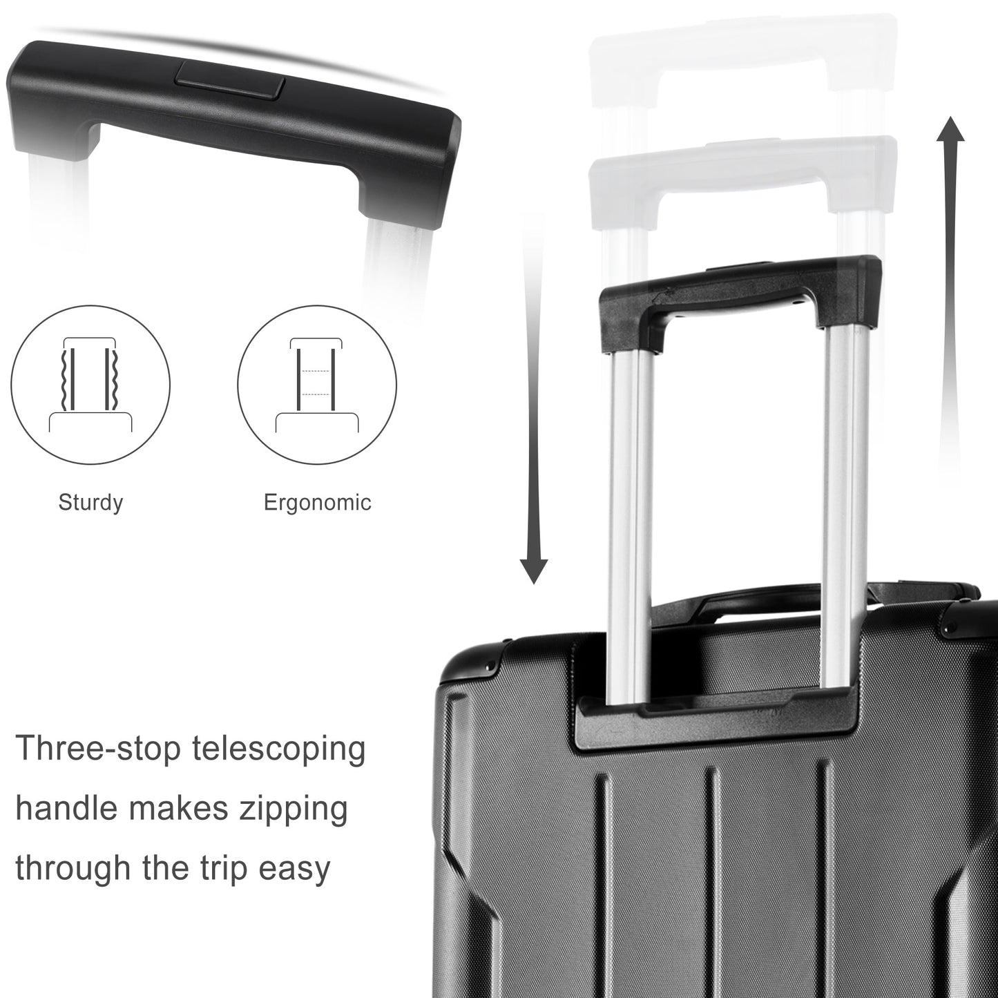 Hardshell Luggage Spinner Suitcase with TSA Lock Lightweight Expandable 28'' (Single Luggage) Black + ABS + 28 Inch