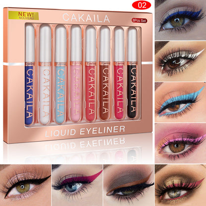 CAKAILA  8 color Matte Glitter Color Liquid Eyeliner Set Long lasting and not smudged