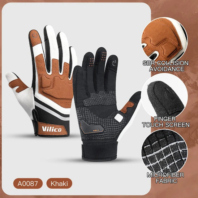 Outdoor sports warm anti slip wear-resistant shock-absorbing anti-collision touch screen road bike riding gloves