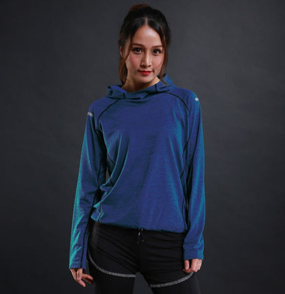 Autumn Thin Women Running T Shirts Gym Fitness Long Sleeves Sweatshirts Quick Dry Training Breathable Hood Sports Yoga Clothing