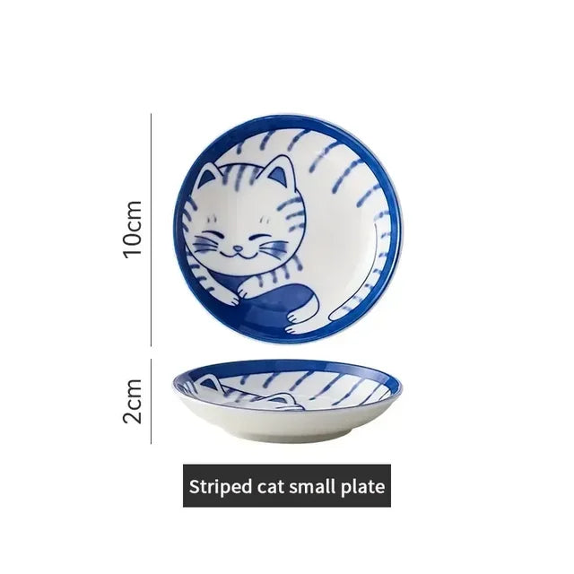 Cat dish cartoon ceramic dish household dining table dipping dish soy sauce dish hot pot seasoning dish