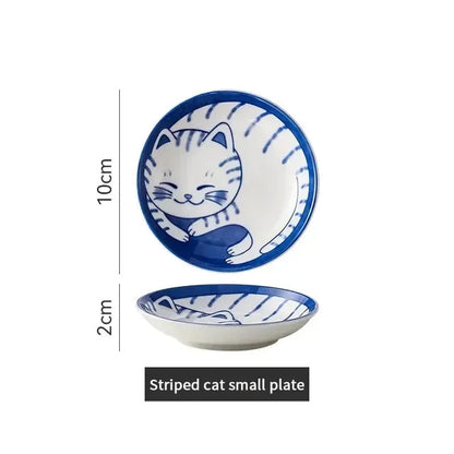 Cat dish cartoon ceramic dish household dining table dipping dish soy sauce dish hot pot seasoning dish