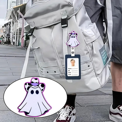 CHAONENG Funny Purple Ghost Nurse Badge Reel Retractable Clip Acrylic ID Holder