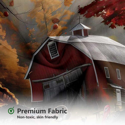 MEHOFOND Thanksgiving Waterproof Fabric Shower Curtain Red Barn 72x72 Inch