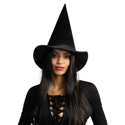 Spooktacular Creations Halloween Black Witch Hat Soft Satin Costume Accessory